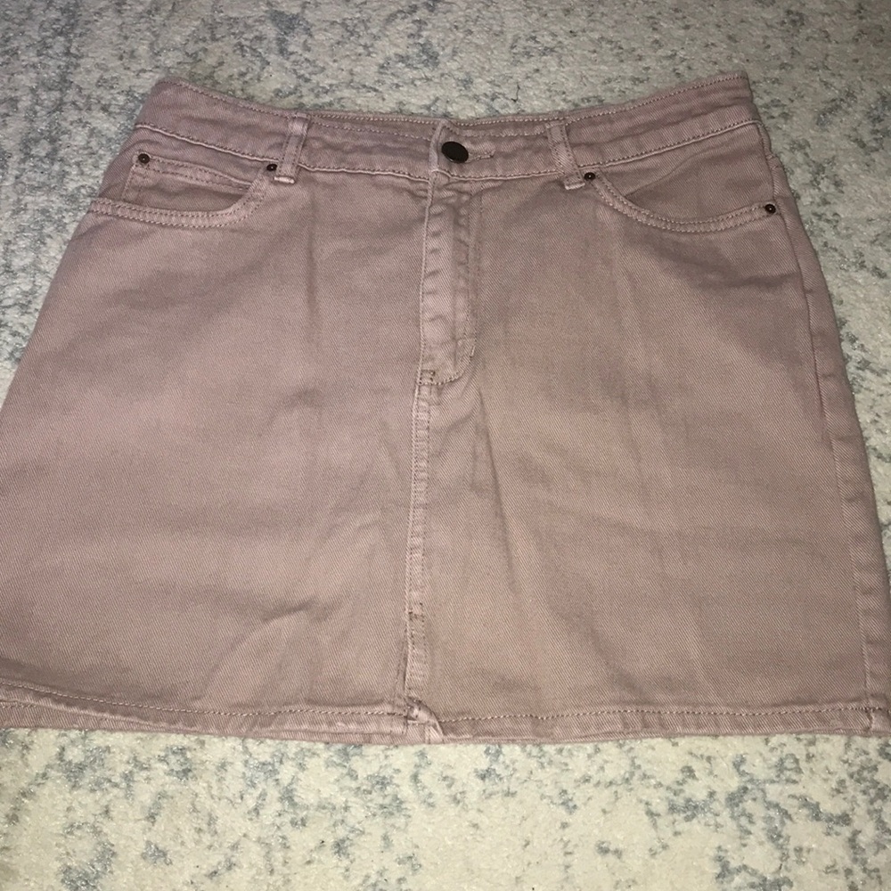 Pink denim skirt